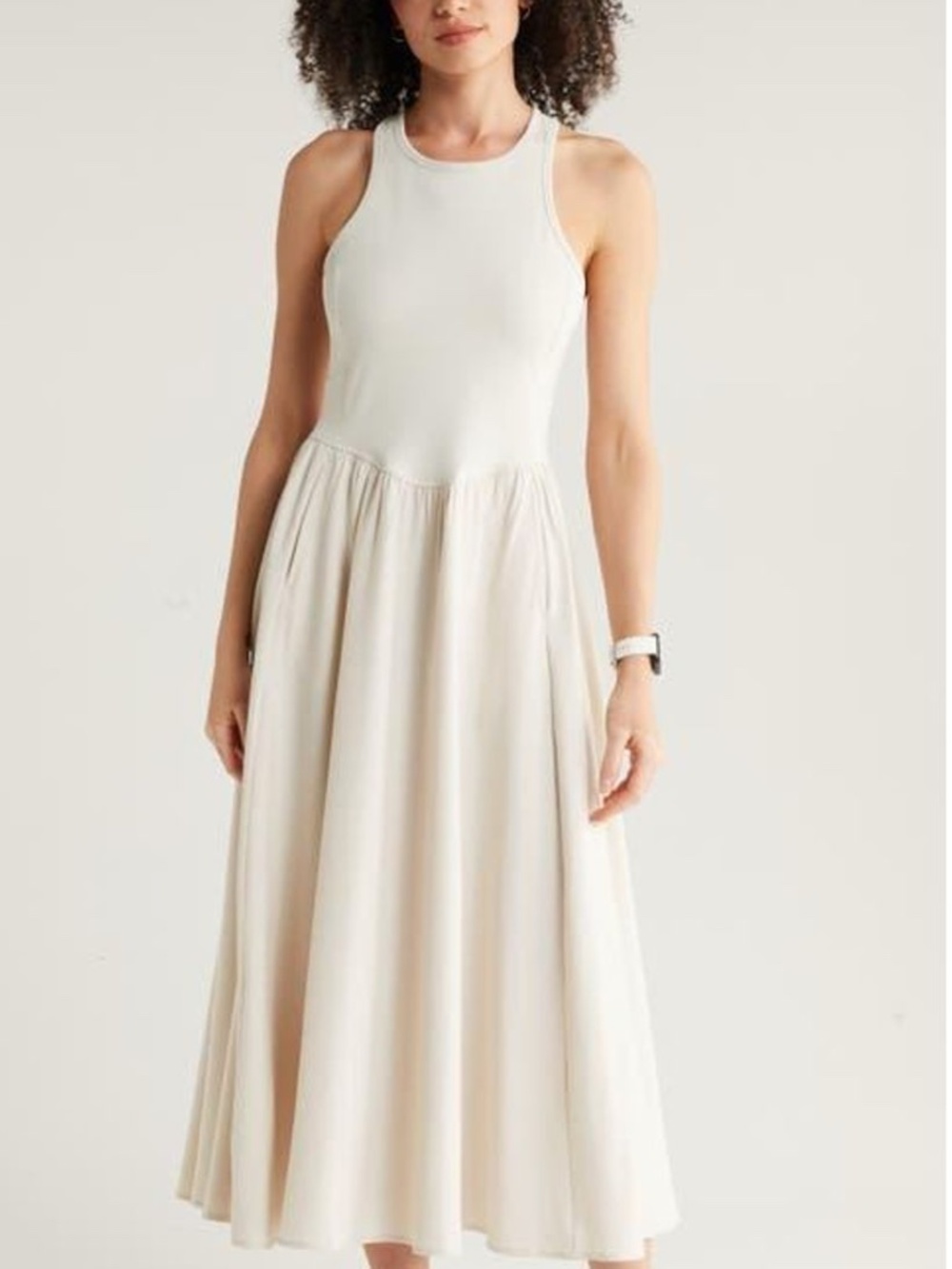 Zella Cream Midi Tank Dress